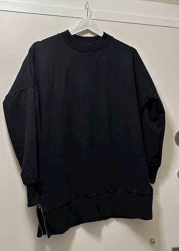 Kadın Siyah Kapüşonsuz Fermuarlı Sweatshirt - Görsel 3