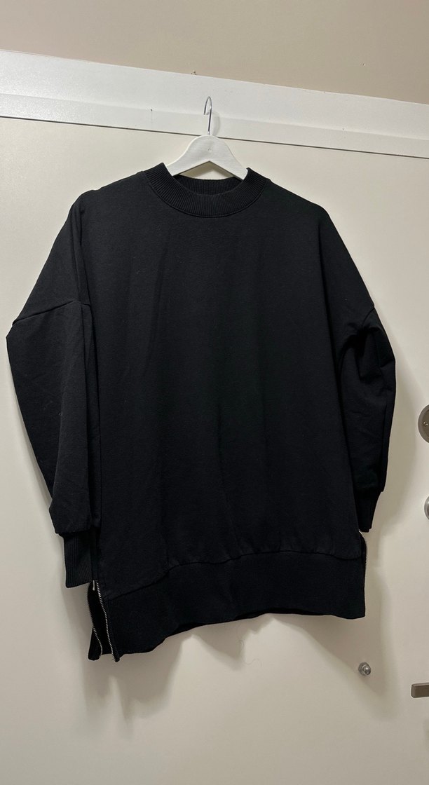 Kadın Siyah Kapüşonsuz Fermuarlı Sweatshirt - Görsel 3