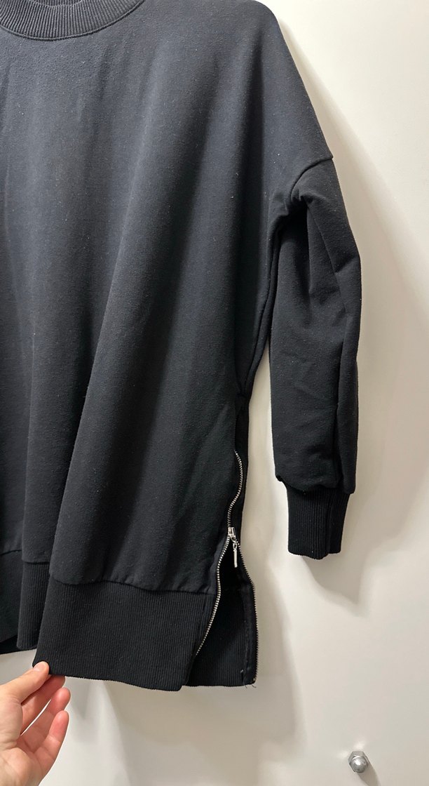 Kadın Siyah Kapüşonsuz Fermuarlı Sweatshirt - Görsel 2