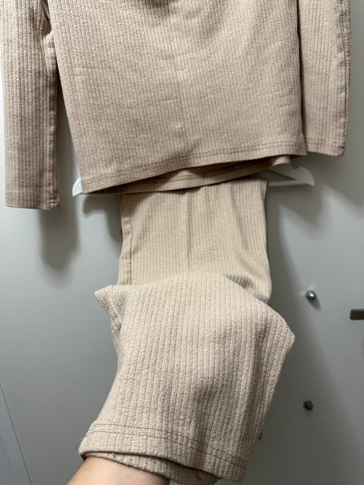 Bej Kadın fitilli Uzun Kollu Takım - Görsel 2