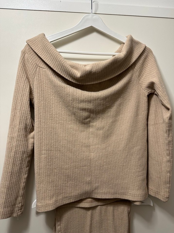 Bej Kadın fitilli Uzun Kollu Takım - Görsel 3