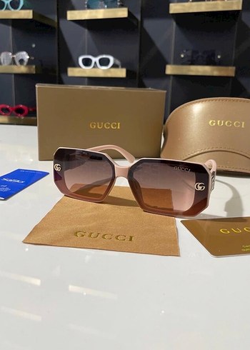 Buckle Detaylı Bej Gucci Kadın Güneş Gözlüğü - Görsel 2