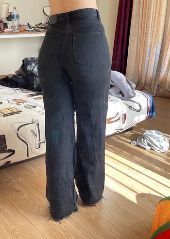 Bershka wide leg yüksek bel siyah jean - Görsel 4