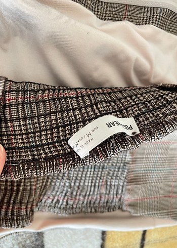 Bershka Straplez ekoseli coquette crop - Görsel 3