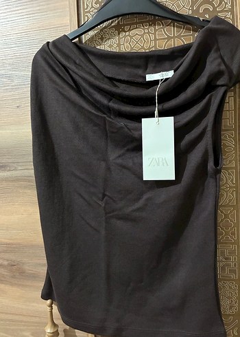 Kahverengi Kayık Yaka Kolsuz  s m l - Görsel 4