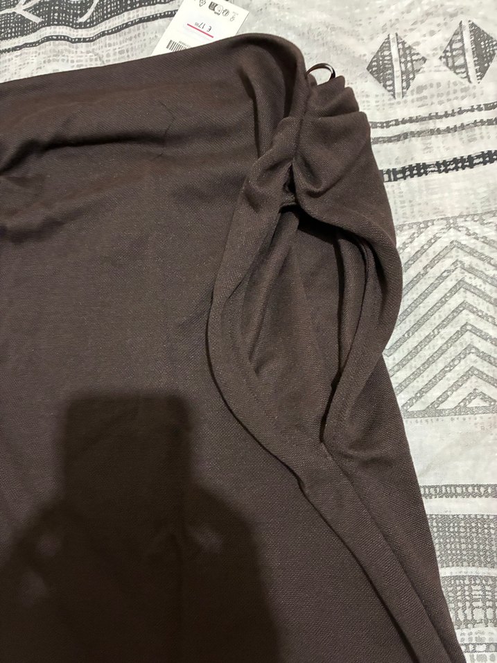 Kahverengi Kayık Yaka Kolsuz  s m l - Görsel 5