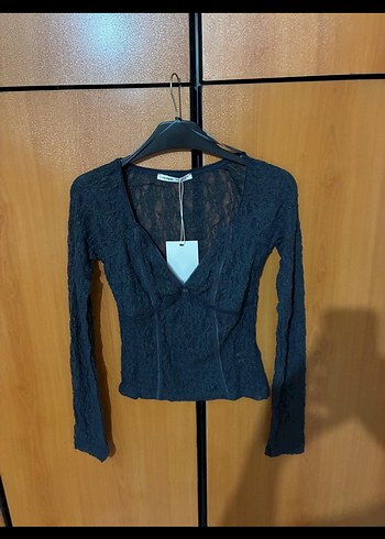 Dantel Detaylı V Yaka S m l - Görsel 4