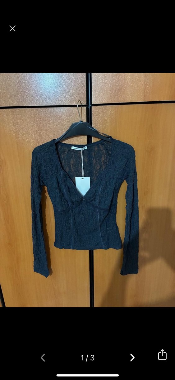 Dantel Detaylı V Yaka S m l - Görsel 4