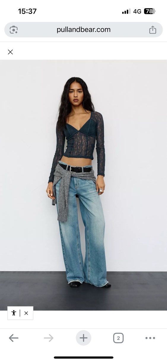 Dantel Detaylı V Yaka S m l - Görsel 2