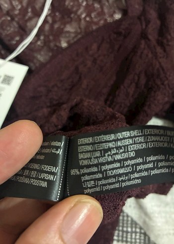 Bordo Dantelli V Yaka Dar Kesim Bluz - Görsel 5