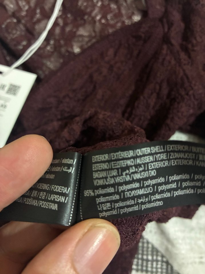 Bordo Dantelli V Yaka Dar Kesim Bluz - Görsel 5