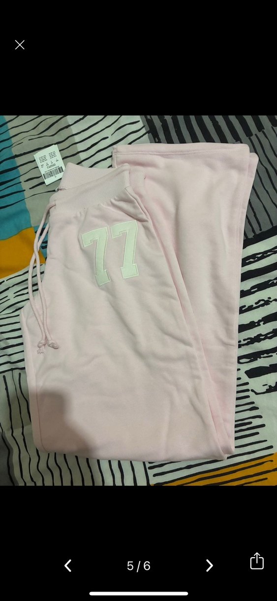 Pembe Rahat Kesim Sweatpant 77 Baskılı - Görsel 4