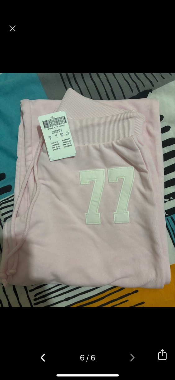 Pembe Rahat Kesim Sweatpant 77 Baskılı - Görsel 5