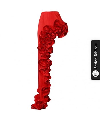 Kırmızı Fırfırlı Uzun Kadın Mayo - Görsel 3