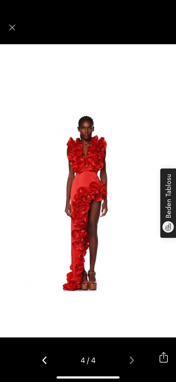 Kırmızı Fırfırlı Uzun Kadın Mayo - Görsel 4