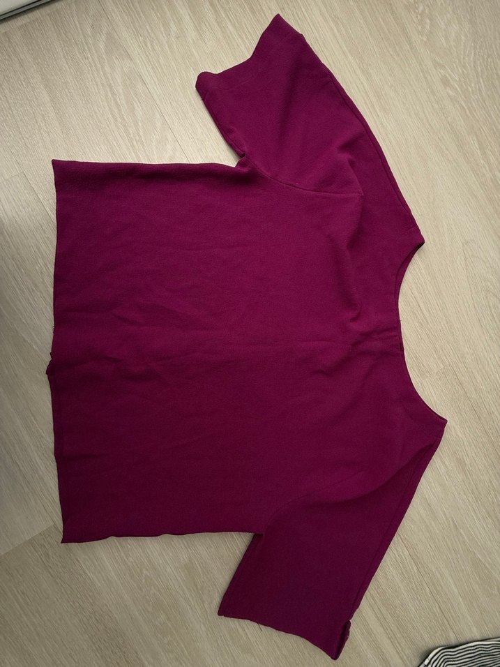 Düğmeli Mor Kadın Bluz - Görsel 4