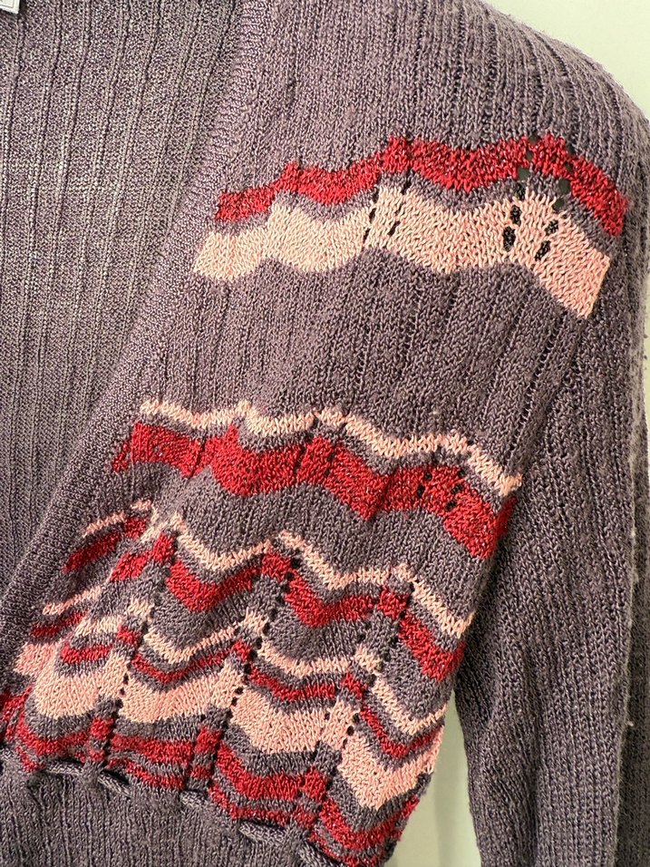 Nakışlı Bohem Mor Örgü Hırka - Görsel 2