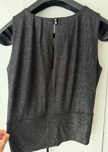 Drapeli Siyah V Yaka Kolsuz Kadın bluz - Görsel 3