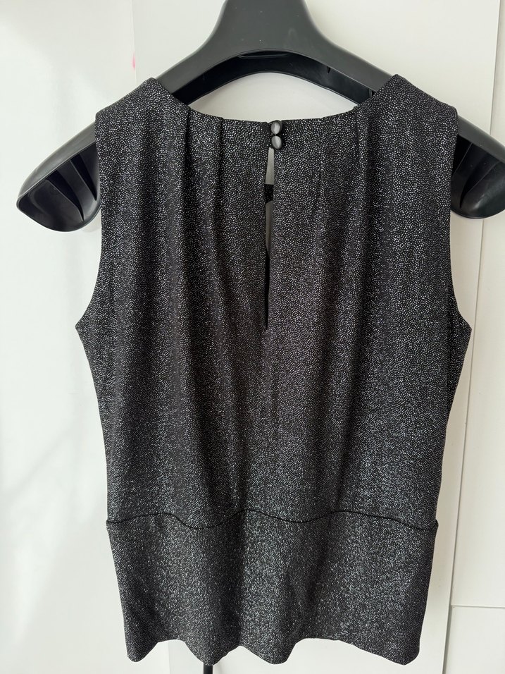 Drapeli Siyah V Yaka Kolsuz Kadın bluz - Görsel 2