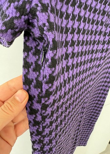 Düğmeli Mor Midi Kadın Triko Elbise - Görsel 5