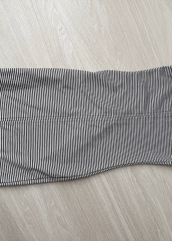 Gri Çizgili Midi İnce Elbise - Görsel 2