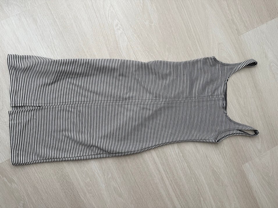 Gri Çizgili Midi İnce Elbise - Görsel 2