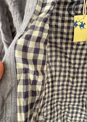 Gri Denim Erkek Gömlek, Uzun Kollu, Düğmeli - Görsel 2