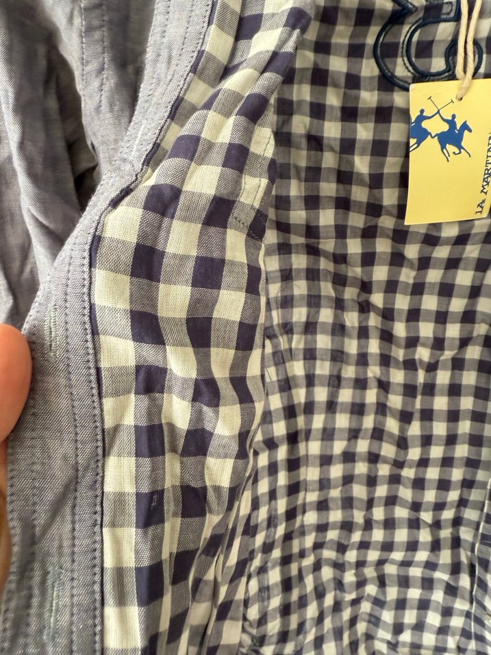 Gri Denim Erkek Gömlek, Uzun Kollu, Düğmeli - Görsel 2