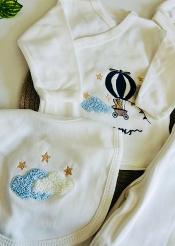 Erkek bebek Balonlu 5li Hastane Çıkış seti - Görsel 3