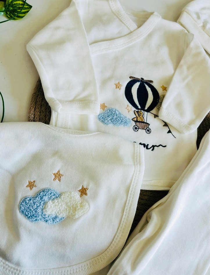 Erkek bebek Balonlu 5li Hastane Çıkış seti - Görsel 3