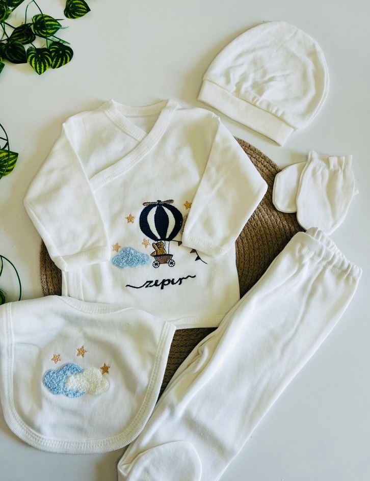 Erkek bebek Balonlu 5li Hastane Çıkış seti - Görsel 2