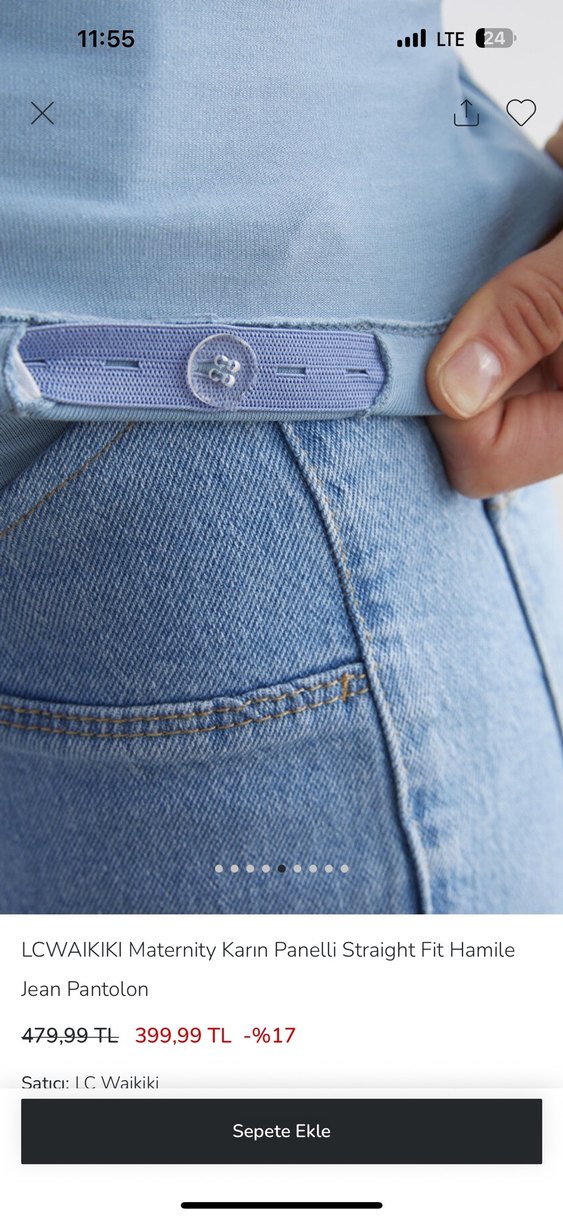 LC Waikiki Mavi Hamile Jean Pantolon - Görsel 3