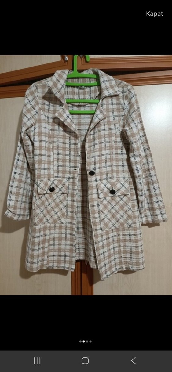 Düğmeli Midi Bej Kadın Kaban - Görsel 2