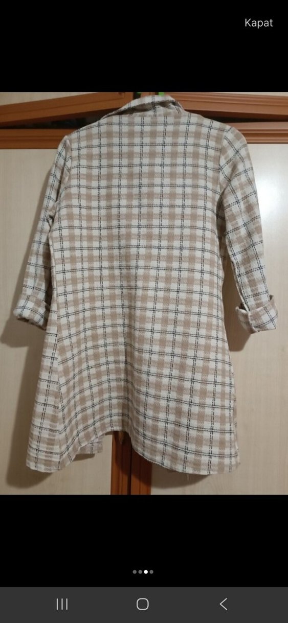 Düğmeli Midi Bej Kadın Kaban - Görsel 3