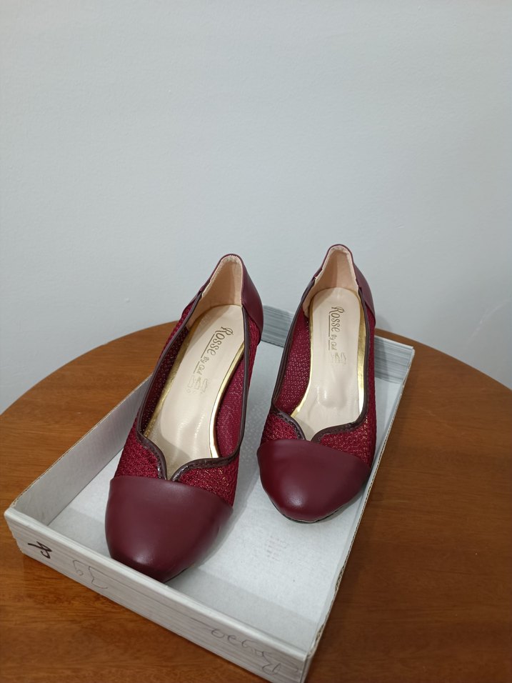 Bordo Yılan Desenli Kadın Topuklu Ayakkabı - Görsel 2