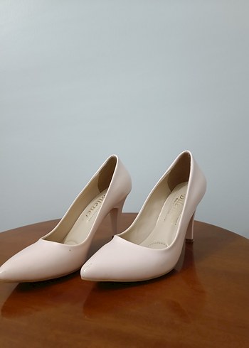 pudra Minimalist Stiletto Topuklu Kadın Ayakkabı - Görsel 2