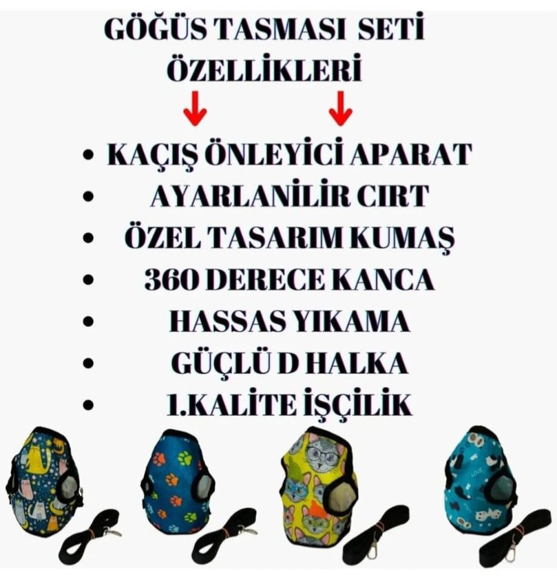 Mavi Desenli Kedi Göğüs Tasması - Görsel 4