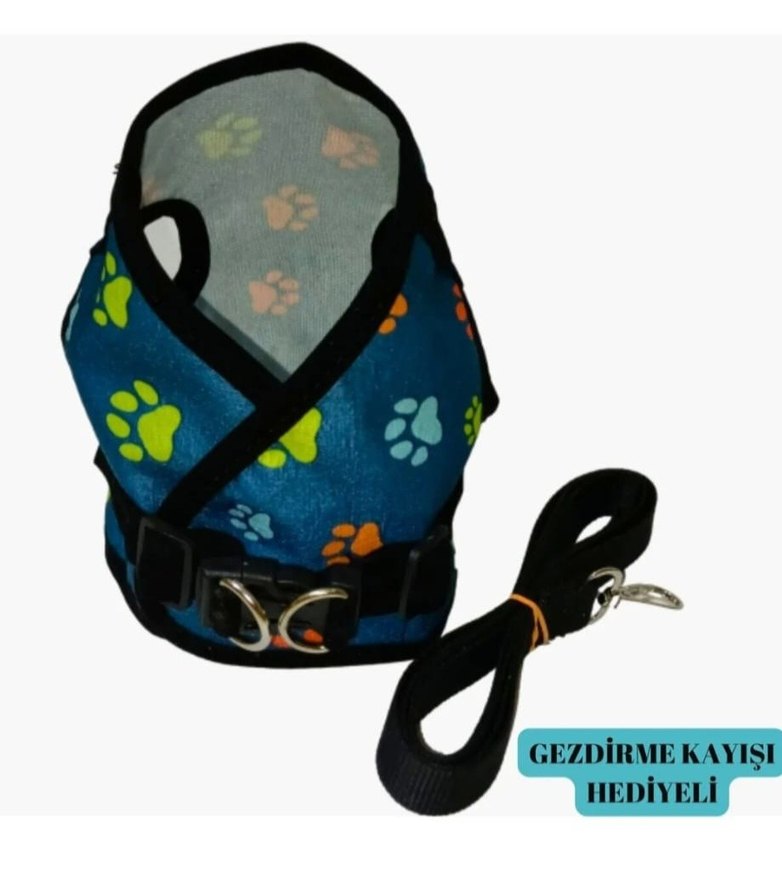 Renkli Pati Desenli Kedi Göğüs Tasması - Görsel 2