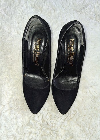 Siyah Süet Kürklü Stiletto Topuklu Ayakkabı - Görsel 2