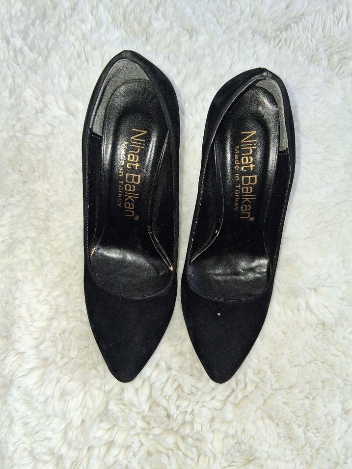 Siyah Süet Kürklü Stiletto Topuklu Ayakkabı - Görsel 2