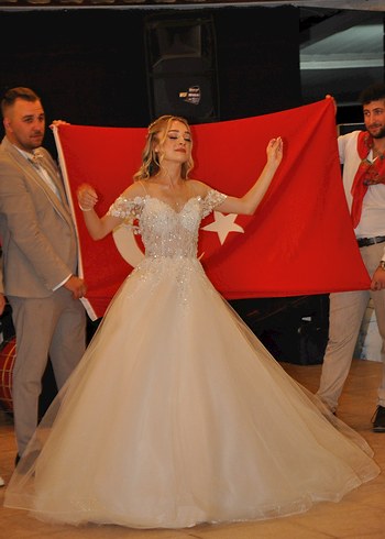 İnce Askılı Midi Beyaz A Kesim Gelinlik - Görsel 3