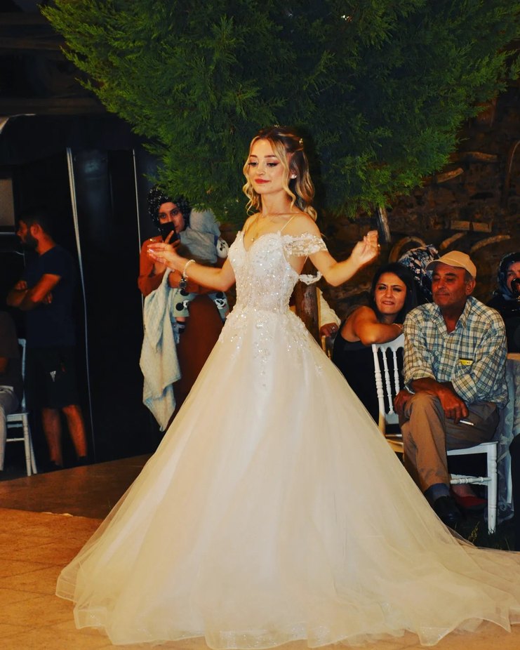 İnce Askılı Midi Beyaz A Kesim Gelinlik - Görsel 2