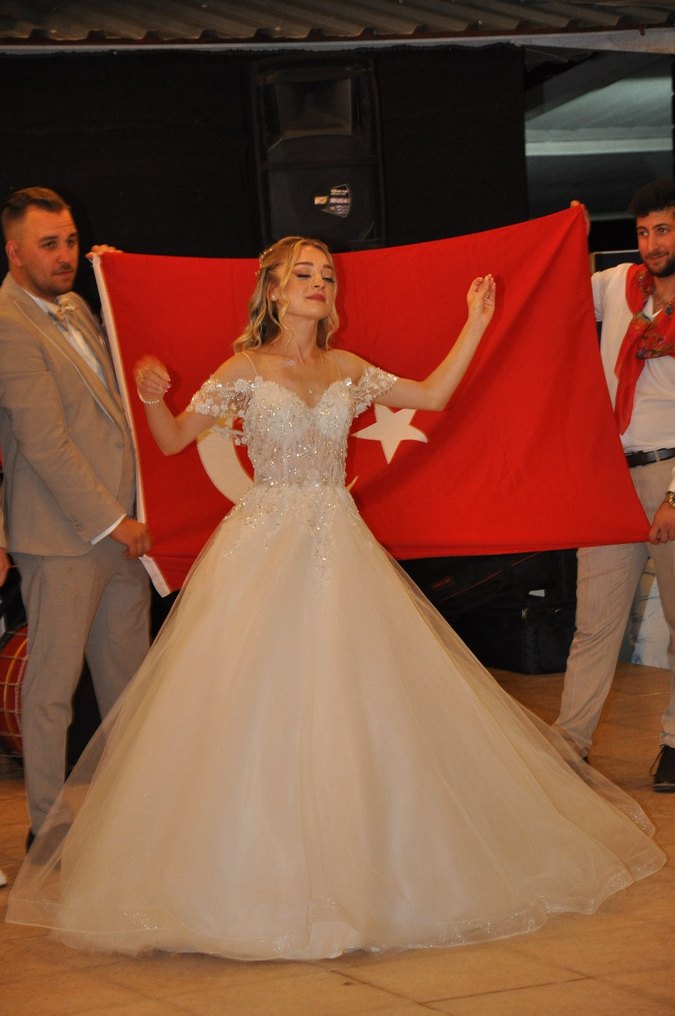 İnce Askılı Midi Beyaz A Kesim Gelinlik - Görsel 3