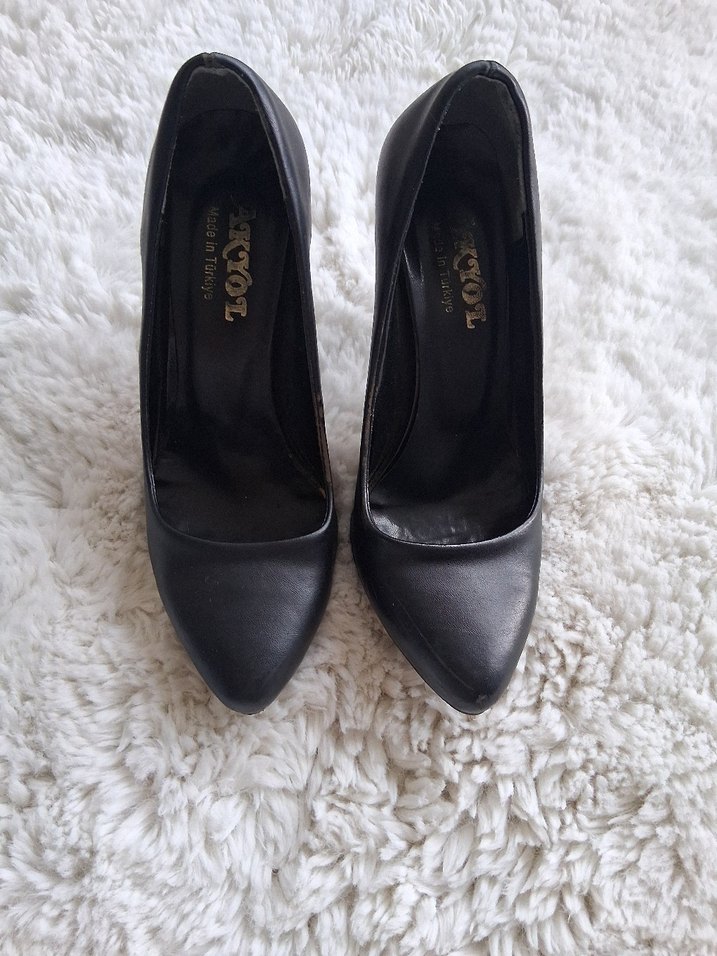 Siyah Rugan Topuklu Kadın Stiletto - Görsel 2