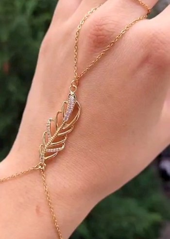 Beyaz Parlak Yılan Desenli Kadın El Zinciri - Görsel 4