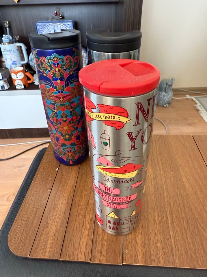Kırmızı Kapaklı New York Temalı Starbucks Termos - Görsel 4