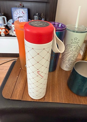 Beyaz Kış Yeniyıl Temalı Starbucks Termos - Görsel 4