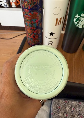 Renkli Desenli Metalik Starbucks Termos - Görsel 4