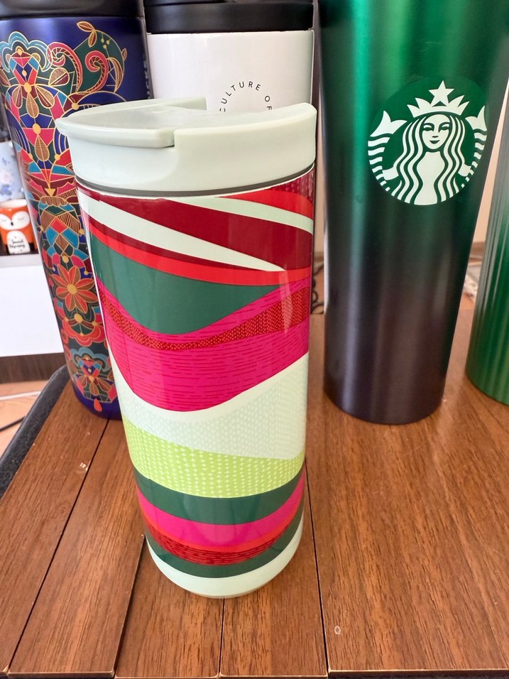 Renkli Desenli Metalik Starbucks Termos - Görsel 3