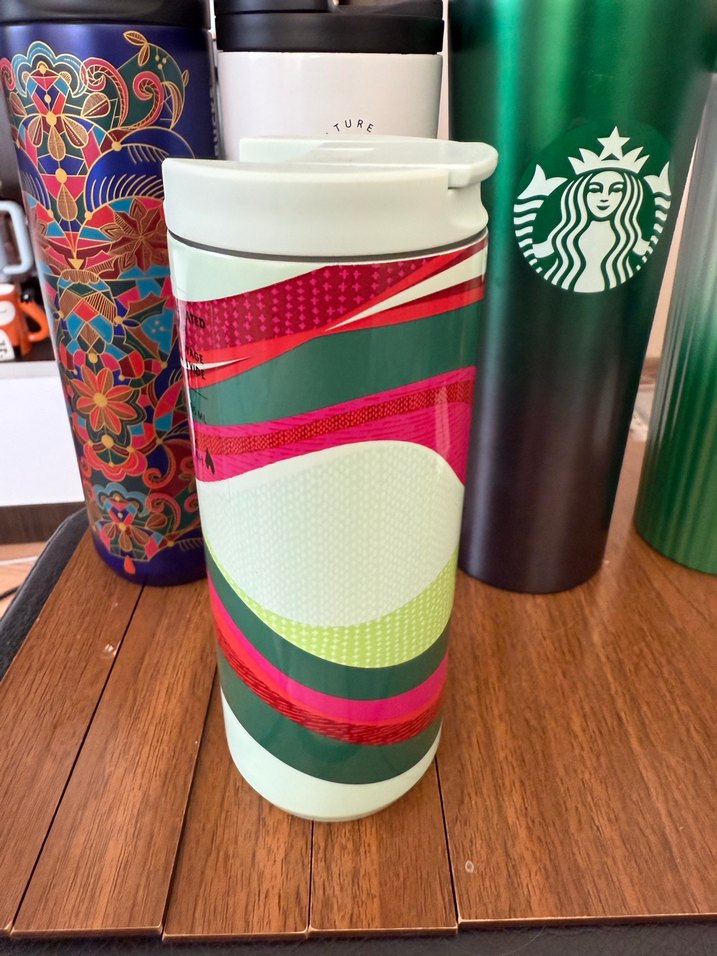 Renkli Desenli Metalik Starbucks Termos - Görsel 2